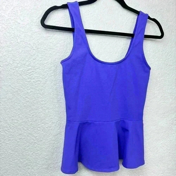 Bebe Purple Peplum Tank Top - Size S - Picture 4 of 5